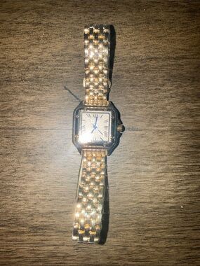 Gold-Tone Women's Bracelet Watch with Blue Hands
